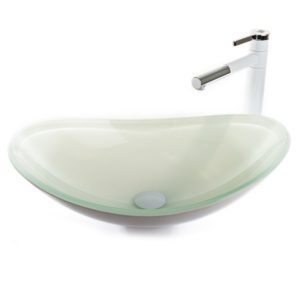 כיור אמבטיה מונח אובלי זכוכית לבן 54/36 ס"מ
