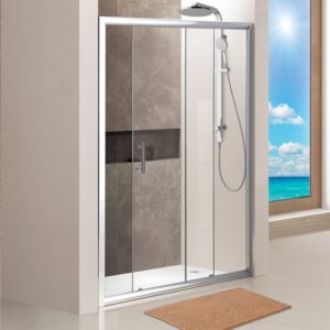 מקלחון חזית דופן קבוע ודלת הזזה 100-135 ס”מ