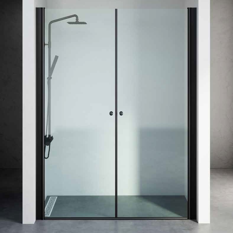 מקלחון חזית שחור 2 דלתות לפי מידה עד 145 ס”מ