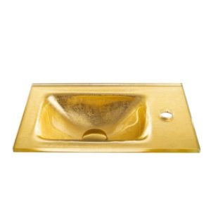 כיור זכוכית אינטגרלי 43/25 ס"מ זהב מקומט