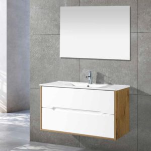 ארון אמבטיה תלוי פורניר וצבע אפוקסי לבן דגם YORK