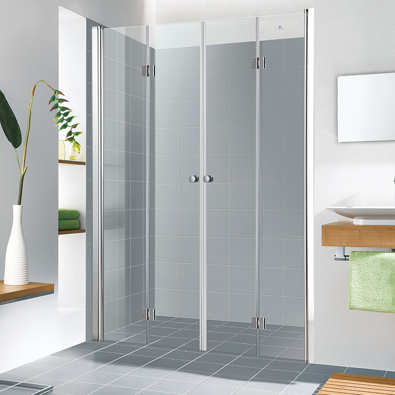 מקלחון חזית שתי דלתות הרמוניקה לפי מידה 131 – 175 ס"מ