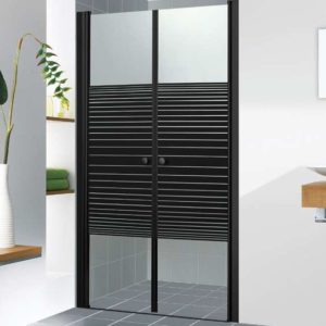 מקלחון חזית פסים שחורים 2 דלתות לפי מידה עד 145 ס”מ