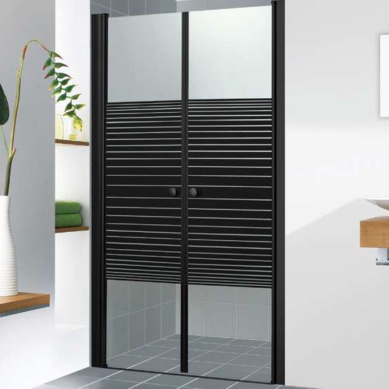 מקלחון חזית פסים שחורים 2 דלתות לפי מידה עד 145 ס"מ