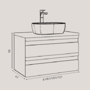 ארון אמבטיה תלוי 2 מגירות איילנד בוצ'ר 1