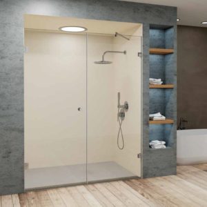 מקלחון חזית דופן קבוע ודלת נפתחת זכוכית 8 מ”מ