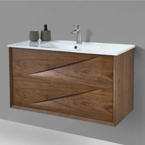 ארון אמבטיה תלוי עץ מלא 2 מגירות דגם קול