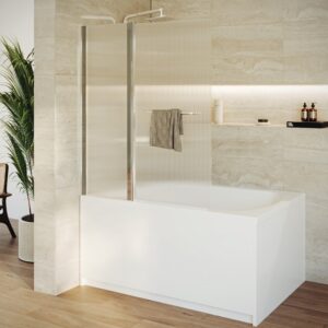 אמבטיון קבוע ודלת 120 ס”מ זכוכית גלים