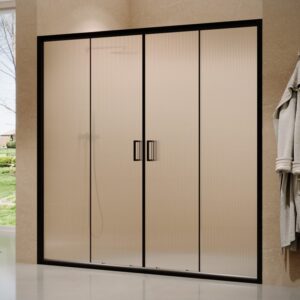 מקלחון חזית 2 קבועים 2 דלתות הזזה 165-180 ס”מ